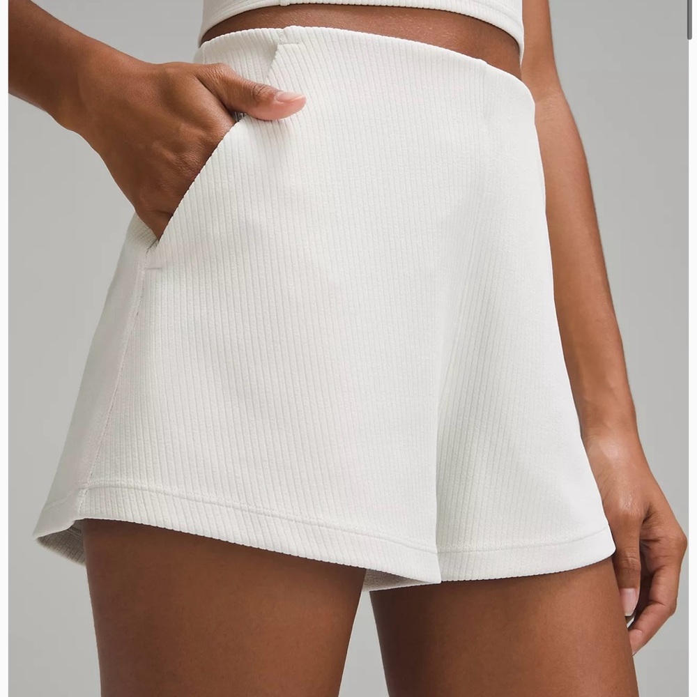 lululemon athletica High-Waist Ribbed Cream Shorts